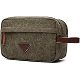 Tumecos Men’s Toiletry Bag Leather Waxed Canvas Shaving Dopp Kit Travel Accessories Organizer Bag