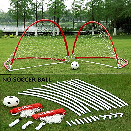 WIn SPORTS Pop Up Soccer Goal Set,2 Portable Soccer Nets with Carrying