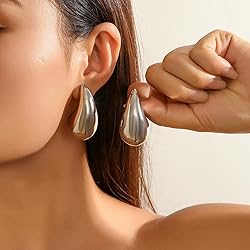 Teardrop Necklace Earrings Chunky Gold Hoop