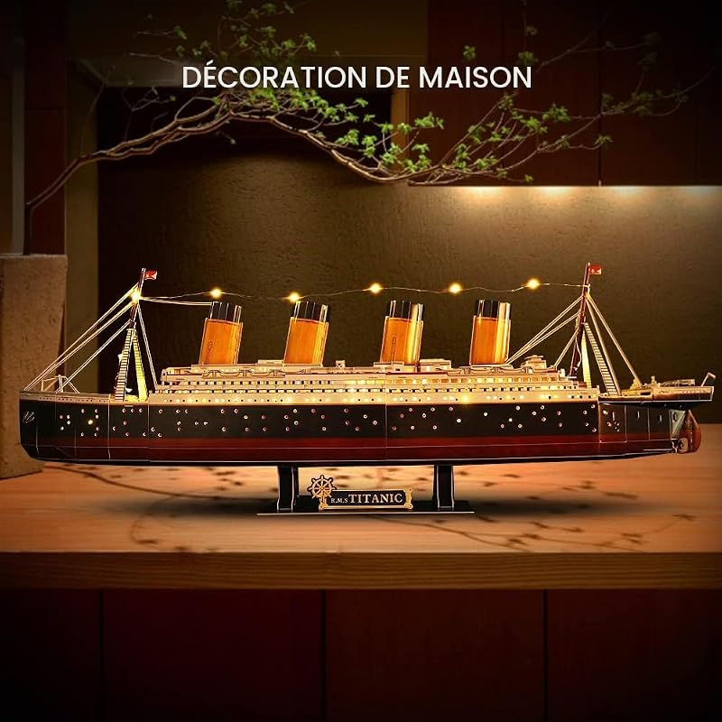 Puzzle 3D LED - 88CM Maquettes de Bateau de Titanic, Bateau Modèle