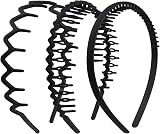 WLLHYF 3 Pcs Sharks Tooth Hair Comb Non-Slip Headband Wavy Teeth Black view 1