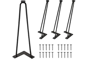 Ironalita 12 Inch Hairpin Legs for Furniture Set of 4, Heavy Duty Industrial Metal Table Legs with 3/8" Black Solid Iron, DIY Hair Pin Legs for Coffee Table, Bench, End Table, with 4 Floor Protectors