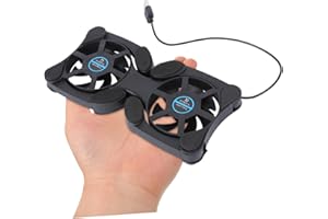 HEATSHAKING Portable Foldable Laptop Cooling Stand with Dual USB Fans Space-Saving Notebook Cooler Pad for