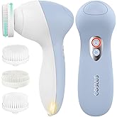 COSLUS Powered Facial Cleansing Brush: Rechargeable Electric Face Cleanser for Sensitive & Acne-Prone Skin, 3 Brush Heads, 3 Speeds, 2-Direction Rotation, for Men Women IPX7, Deep Cleaning Blue