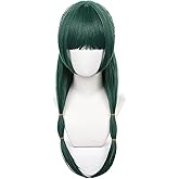 XiongXiongLe Anime Role Cosplay Wig マオマオ Women Costumes Dark Green Long Hair Wigs with Cap Wig for Adult Cos Party Christmas Halloween Daily Wear