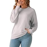HEBELD Womens Chunky Sweater Crew Neck Long Sleeve Loose Basic Knit Pullover Boxy Casual Fall and Winter Sweaters