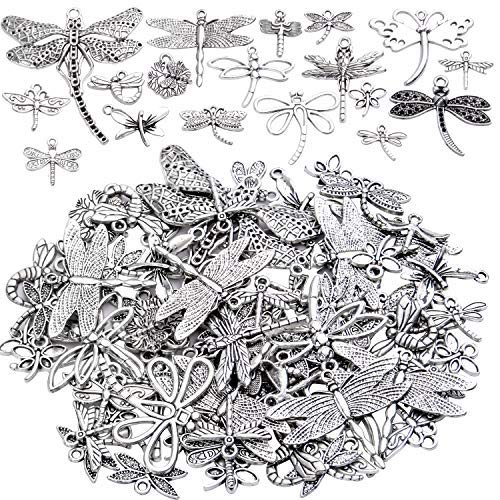 Photo 1 of 100g (About 50-80pcs) Antique Silver Dragonfly Charms Tibetan Insect Charms Pendants Craft Supplies for Bracelets Necklace Jewelry Making