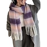 Wander Agio Winter Women Warm Scarf Long Shawl Large Scarves Cold Weather Thicker Blanket Wrap Colour Plaid Stripe