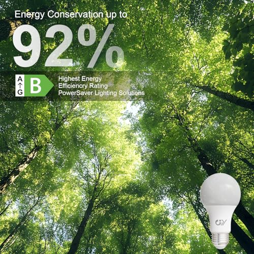 GY E27 LED Warm White Light Bulb, 8 W 1521 LM Energy Saving Bulb, Replaces 100 W Bulbs, Energy Efficiency Class B, A60 LED Warm White, Beam Angle 360° Bulb, Not Dimmable, Pack of 6