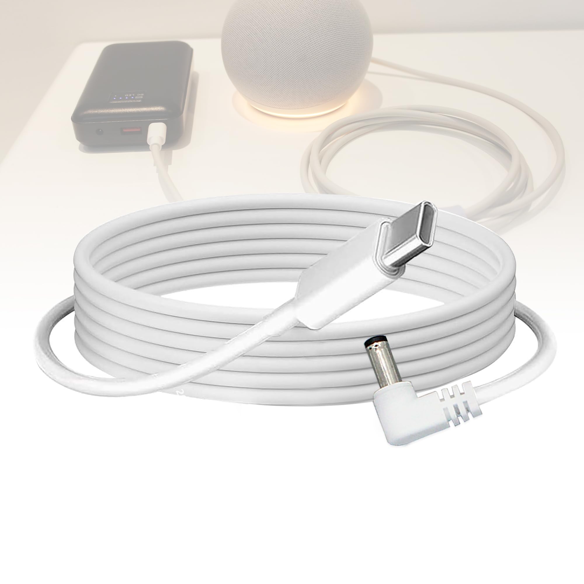 Photo 1 of USB C to DC Charger Adapter for Echo Dot 3rd/4th Gen, Echo Dot 3rd/4th Gen with Clock Kids,Echo Spot (White)