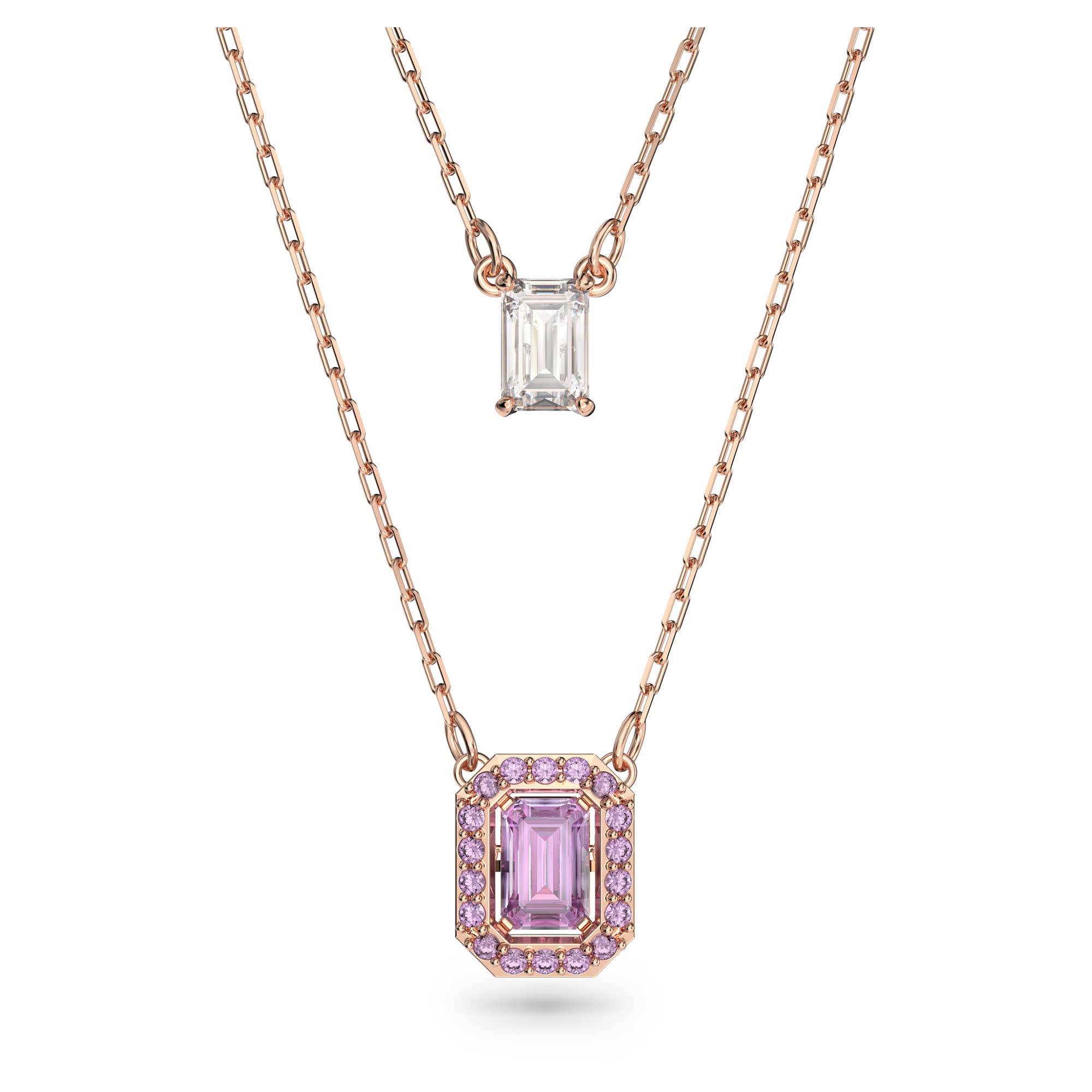 Swarovski Millenia layered necklace, Octagon cut, Rose gold-tone plated