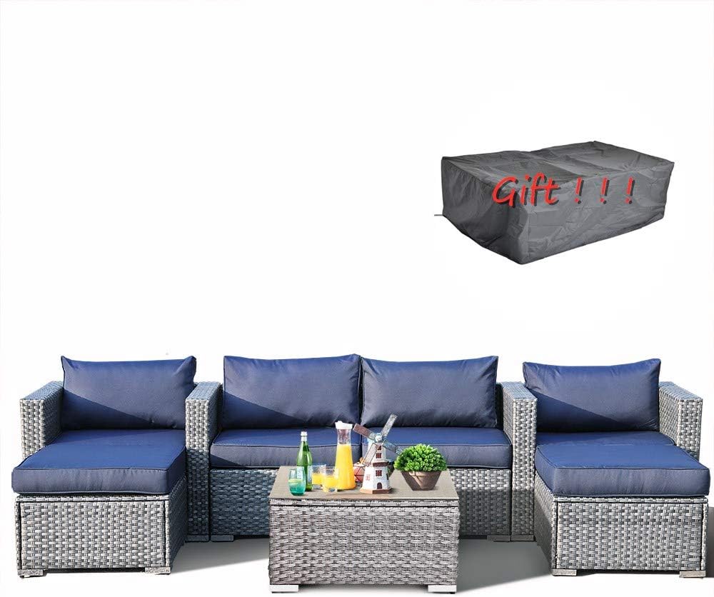 Leaptime Patio Furniture Sofa Garden Couch Set 7Piece PE