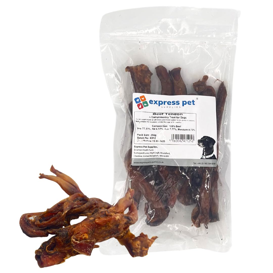 Express Pet Supplies 250g (4/5 Strips) Beef Tendon Natural Dog Chew Treat Cleans Teeth Hypoallergenic & Gluten Free