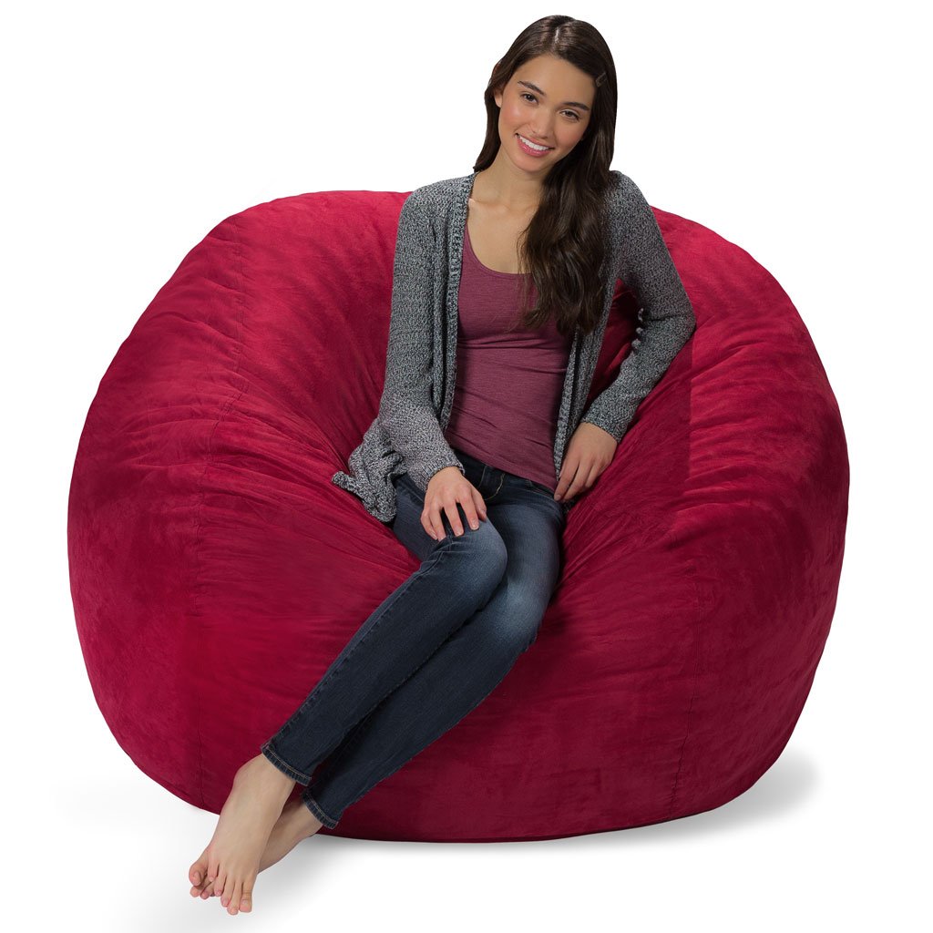 Comfy Sacks 5 ft Memory Foam Bean Bag Chair, Merlot Cords