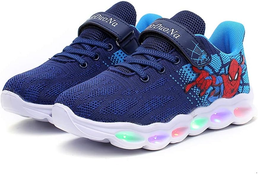 Kids Spider Light-up Shoes Breathable Soft Bottom Flash Sneakers
