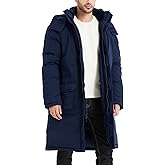 Rejork Men's Extra Long Parka Winter Coats Hooded Puffer Jacket Heavy Warm Water-resistant Outerwear Cold Weather