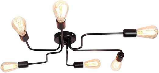 encoft vintage lampara de techo en metal base e27 iluminacion de techo industrial 6 luz lamparas de arana para dormitorio sala de estar cocina sin