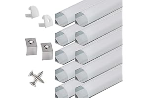 StarlandLed 10-Pack 6.6FT/2 Meter LED Aluminum Channel V-Shape, LED Profile with End Caps and Mounting Clips for LED Strip Li