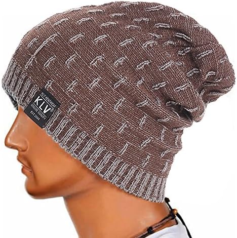 Foutou Men Winter Knitted Wool Slouchy Cap Ski Beanie Skull (Coffee)