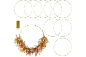 MJRASG 8 Pack Metal Rings for Crafts 12 Inches Macrame Rings Dream Catcher Supplies Floral Hoop Centerpieces Circle Centerpieces for Wedding Table Metal Circle Hoops for Crafts DIY Wreath Candle Rings, Gold