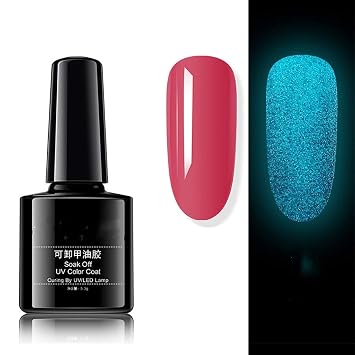 Amazon Com Glow In The Dark Gel Nail Polish Top Coat Neon Luminous Nail Art Soak Off Varnish Uv Led Gel Nail Kit Fluorescent Bright Colors Lacquer Nail Glue 6colors 172 Sky
