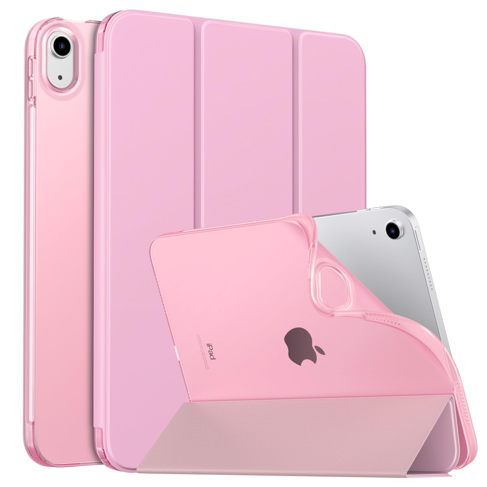 MoKo Case for New iPad (A16) 11th Generation 2025/ 10th Generation 2022, iPad 11 inch/ 10.9" Case with Soft TPU Translucent Frosted Back Cover, Auto Wake/Sleep, Support Touch ID, Flowers Pink — image 1