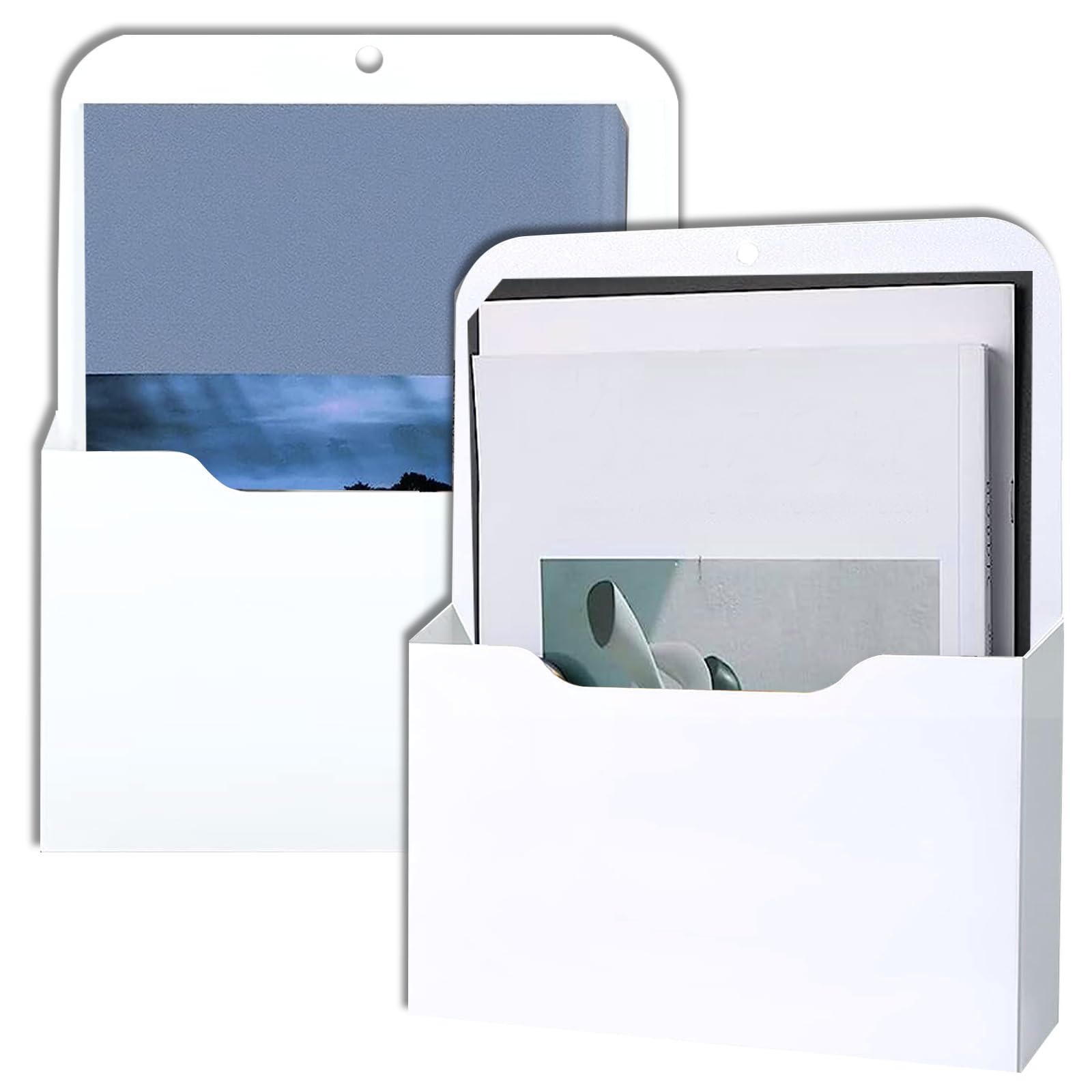 Magnetic File Holder - 2 Pack Magnetic Paper Holder for Refrigerator & File Cabinets - Office Supplies Storage A4 Papers & Letters - White