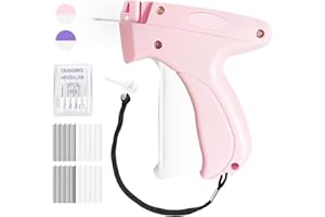 QUIET&FAR Stitch Gun for Clothes -Handheld Stitch Quick Clothing Fixer - Mini Tag Gun - Includes 6 Fine Needles, 2000 Fasteners including 1000 Black & 1000 White (pink)