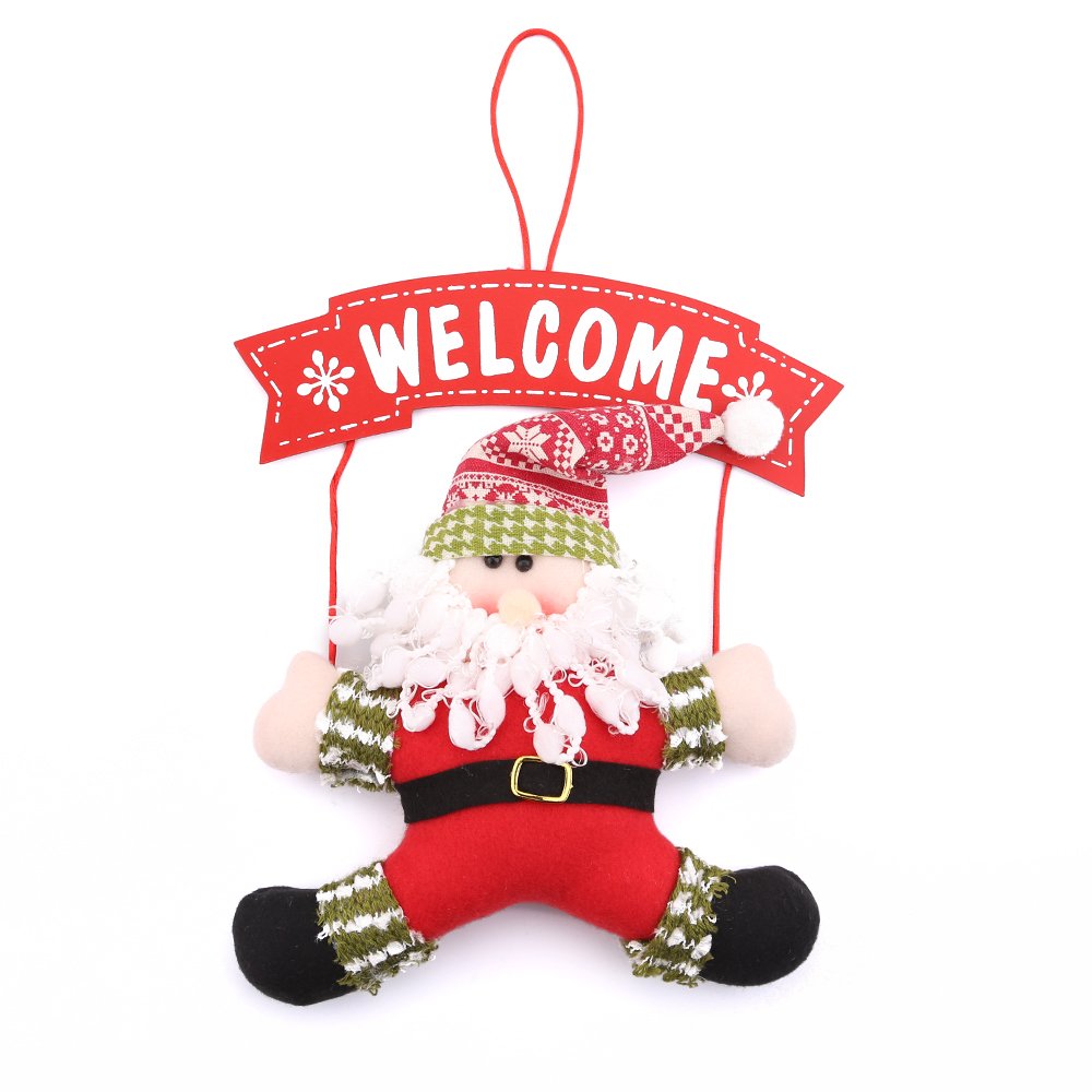 Zogin Christmas Door Hanging Ornaments, Santa Snowman Door Knob Hanger Christmas Tree Pendants Decoration (2pcs)