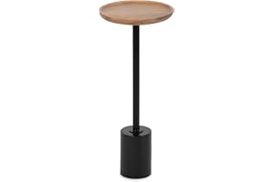 Kate and Laurel Xyler Round Wood and Metal Drink Table, 10 x 10 x 24, Natural Brown Wood and Black, Transitional Plant Pedestal Table for Storage and Display