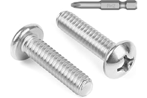 KVOHLUM 50 PCS #10-24 x 3/4" Phillips Pan Head Machine Screws, Round Head Machine Screw Bolts, 18-8 Stainless Steel (304), Full Thread, Bright Finish