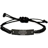 DARIN GIFT To My Stepson Black Rope Bracelet Gifts From Stepmom Stepdad - Never Forget That I Love You I Hope You Believe in Yourself - Motivational Graduation Christmas Birthday Gifts for Son Mom Dad
