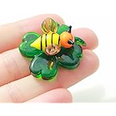 Tiny Crystal Insect Figurine Glass Clover:Hand Blown Statue Décor Room Ornament Colorful Glass Collectible Figurines Animals Statue Bee