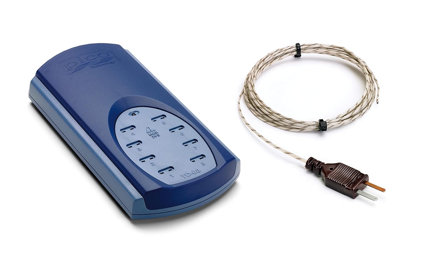 Pico Technology TC-08 8 Channel Thermocouple Data Logger, including 2m fibreglass T-Type Thermocouple, Temperature Data Recorder, Temp Range 270 to +1820 °C, Free Cloud Software for Mac, PC and Linux