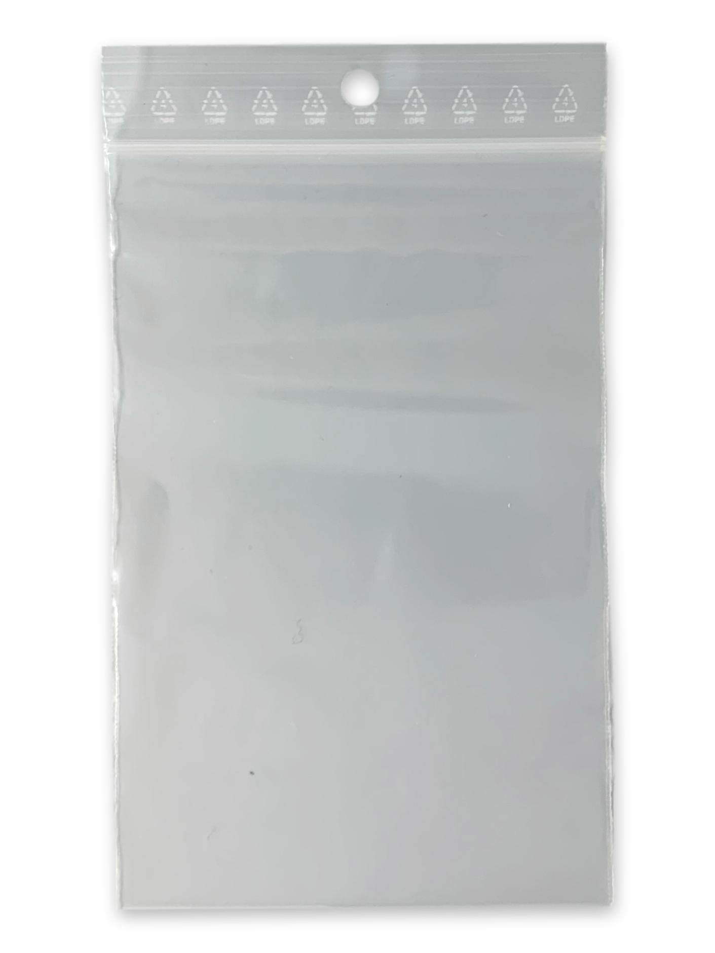 100 x Resealable Plastic Zip Bag, 80 x 120 mm, Recyclable Waterproof Food Quality (100)