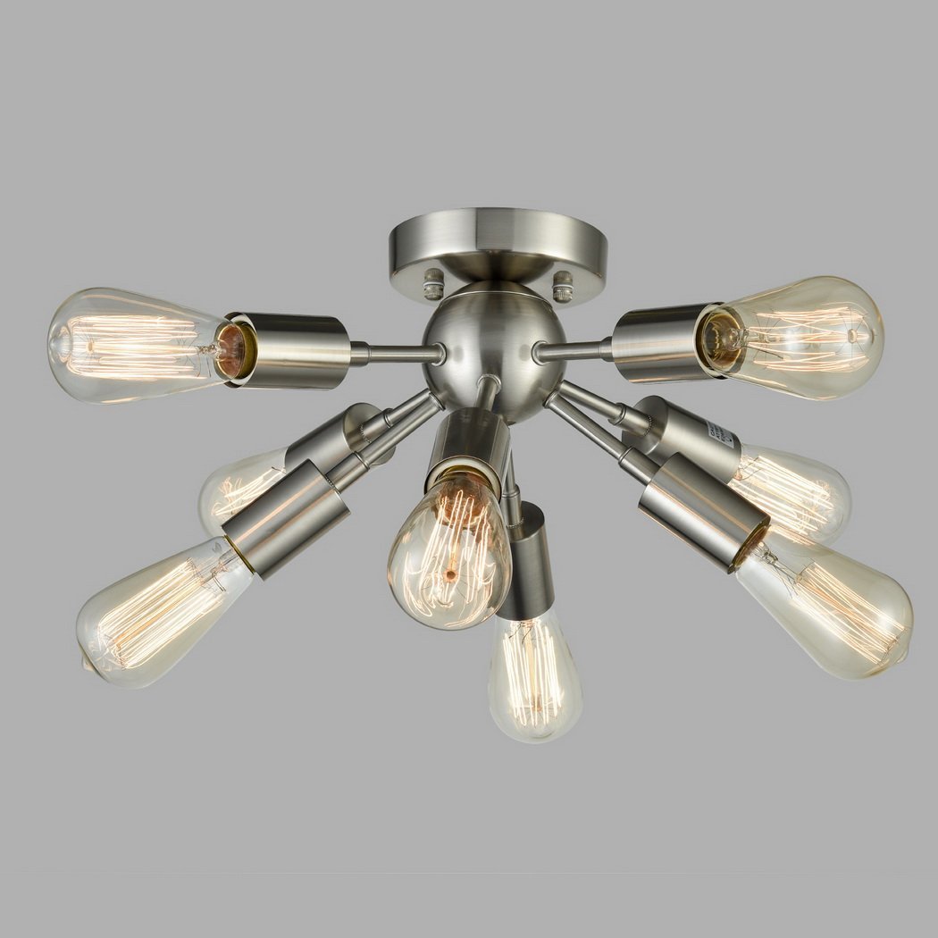 CLAXY Ecopower Brushed Nickel Sputnik Chandelier with 8 Socket Flush Mount eBay