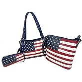 Texas West American Flag Rhinestone Women's Handbags Purse Wallet Set in Multi-Color