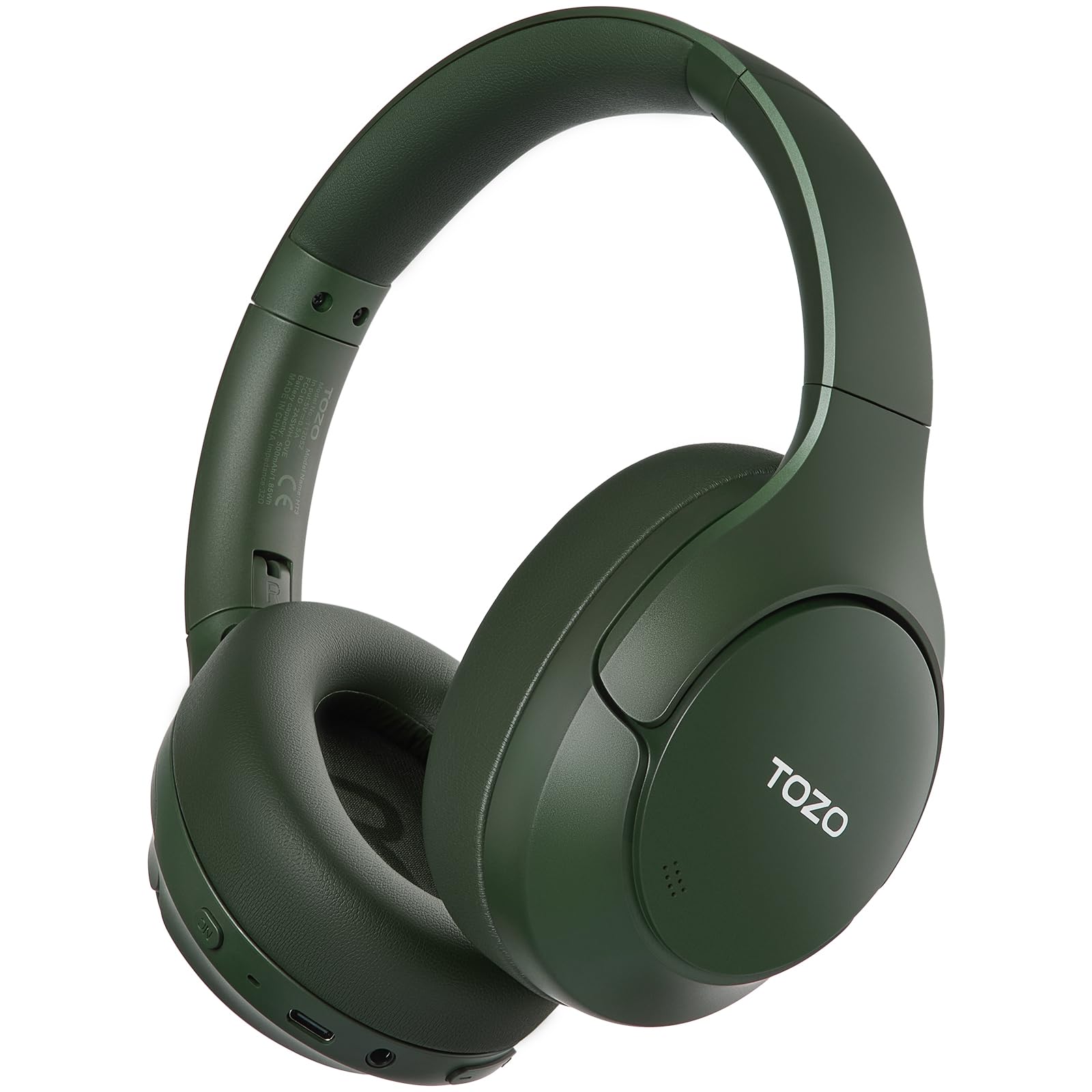 TOZO HT3 Hybrid Noise Cancelling Headphones, 90H Playtime Wireless Over Ear Bluetooth Headset, Spatial Audio AI Chat with 5 Mics, Supports Dual Connection and USB-C Input, with 32 EQ Music Modes Image