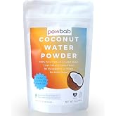 powbab Coconut Water Powder From 100% Organic Coconut. No Sugar Added. Pure Delicate, Clean Taste. Dehydrated, Not Freeze Dried, Raw, Unsweetened Electrolytes and Real Hydration. Good for Cramps.