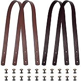 SUPERFINDINGS 4 Sets 2 Colors Faux Leather Bag Handles with 20 Sets Iron Rivets 60x1.85cm PU Leather Bag Strap Replacement Dark Brown and Coconut Brown Handbag Handle Belt for Bag Supplies, Hole: 3mm