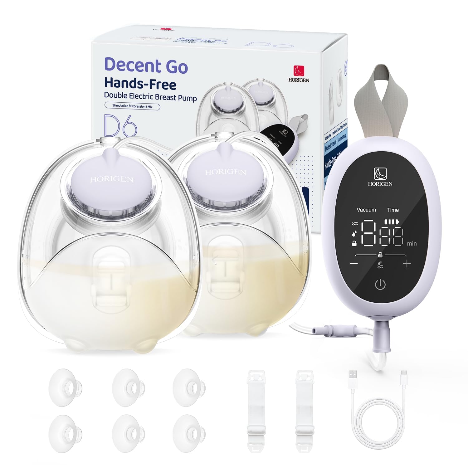Photo 1 of Breast Pump D6, Ultra-Lightweight Hands Free Wearable Breast Pump with Upgraded Leak-Proof Double-Seal Flange, Electric Breastfeeding Pump 3 Modes | 9 Levels, 3 Fine-Tuned Rhythms, 15/17/19/21/25mm
