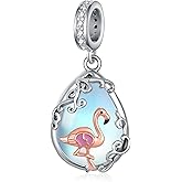 Peireara Flamingo Charms for Bracelets 925 Sterling Silver Flamingo Charm Cute Animal Jewelry Gifts for Women