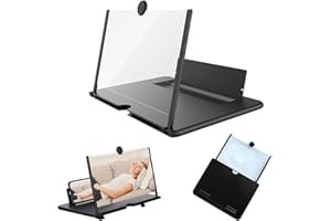 GENERIC Portable Magnifying Screen,Phone Magnifier Screen 3D Curved Screen Magnifying Glass, Suitable for Smartphones, Designed for Videos and Games. Portable Stand (Black, 10 inches) (12IN)