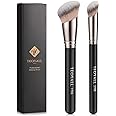 TEOYALL Foundation Contour Brush Set, 2PCS Angled Synthetic Kabuki Brush for Blending Setting Concealing Buffing with Liquid, Cream and Powder Cosmetic (170S/270S)