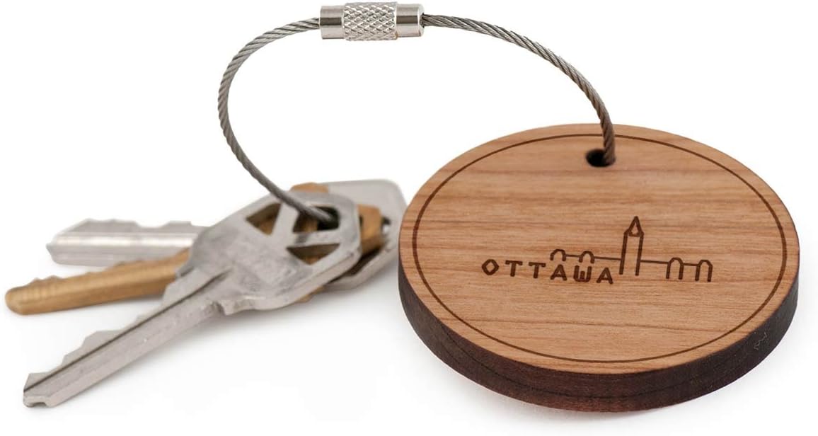 Ottawa Keychain, Wood Twist Cable Keychain - Small