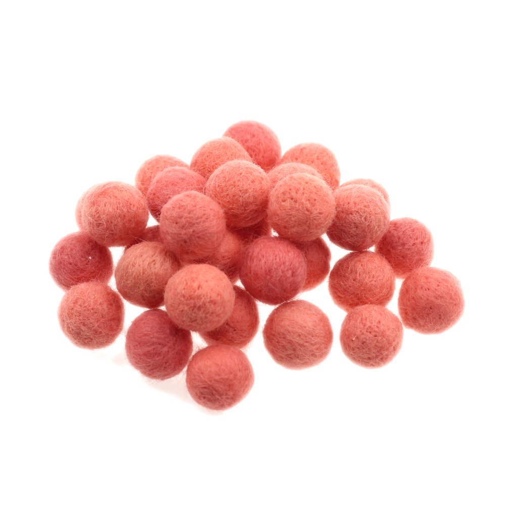 Zasy 20mm Needle Felt Wool Balls Felt Pom Pom Beads DIY Accessories Garlands 30pcs (Peach)
