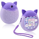 Winceed Silicone Case for Tamagotchi Pix Virtual Pet Game Machine, Protective Cover for Tamagotchi Pix Sleeve Protector Skin with Hand Strap (Purple)