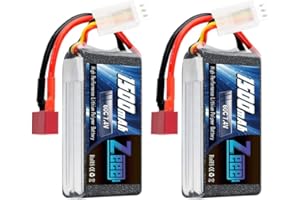 Zeee 7.4V 60C 1500mAh 2S RC Lipo Battery with Deans Plug for FPV Drone Quadcopter Helicopter Airplane RC Boat RC Car RC Models(2 Pack)