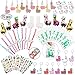 foci cozi Llama Party Favors Supplies - Llama Bracelet Ring Necklace Keychains Hair Clips Puffy Sticker Gift Bag Alpaca Toys Gift for Kids Birthday School Prizes Rewards(60 pcs)