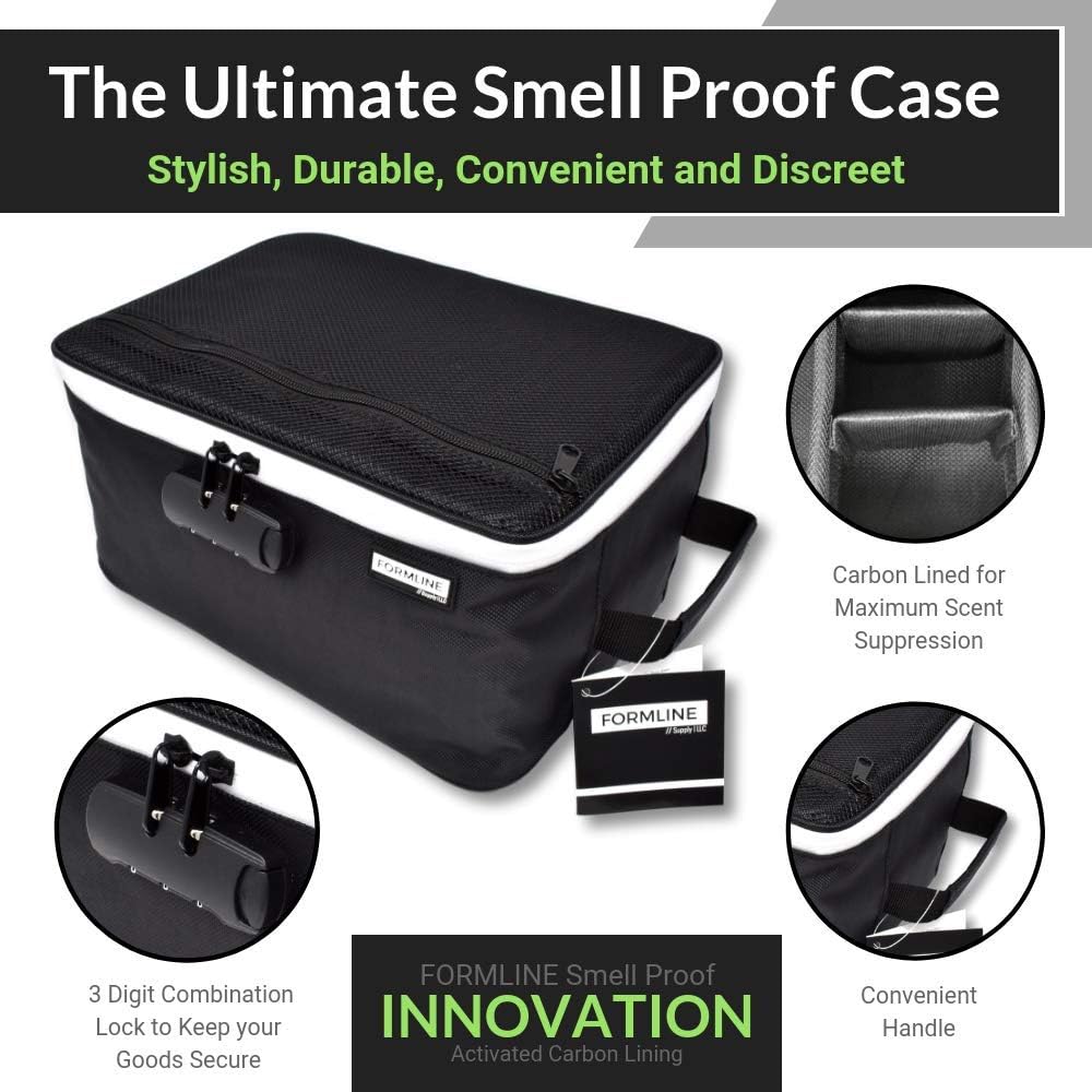 Extra Large Smell Proof Case with Combination Lock (12" x 9" x 6") - Premium Odor Proof Bag and Container Designed to Store and Preserve All Your Accessories(Black, Extra Large)